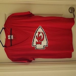 Kansas City Chiefs Victoria's Secret Pink V-neck Tee with Sequins